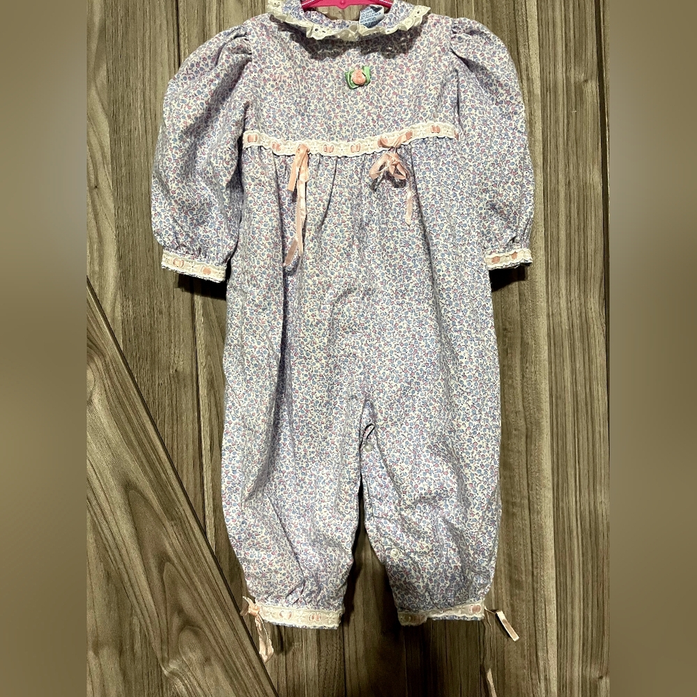Floral Baby Romper with Pink Accents